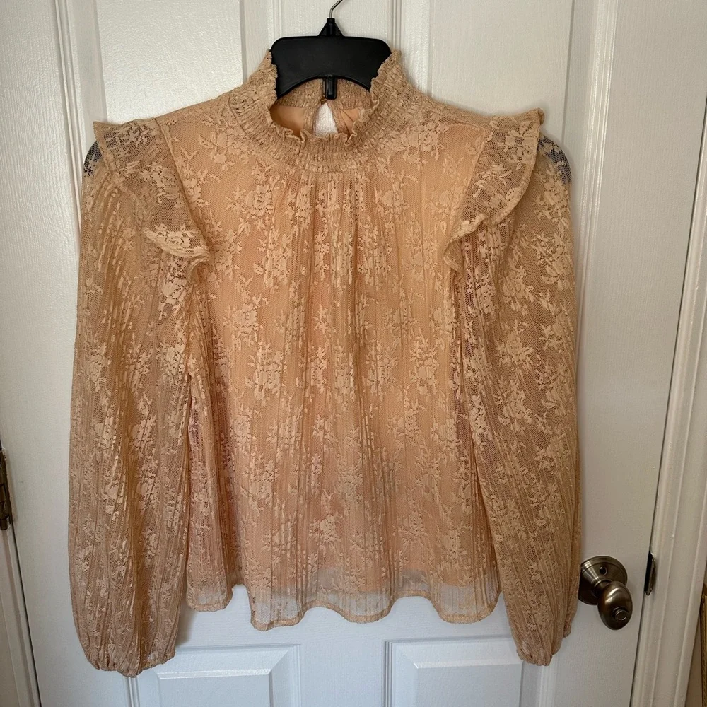 Anthropologie Porridge Sheer Lace Womens Blouse Small Romantic Victorian Poet - Picture 3 of 9